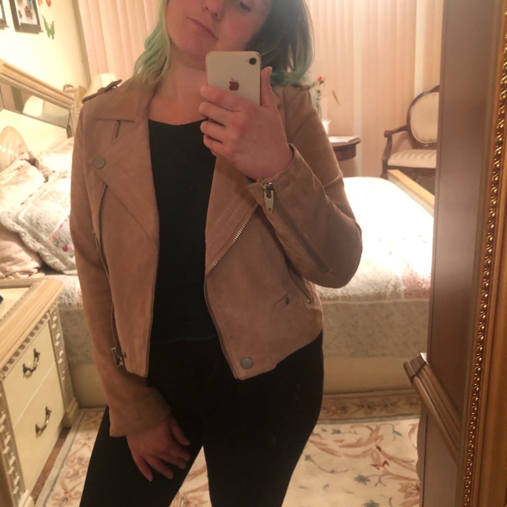 SL8 Blank NYC Dusty Pink genuine Suede Moto Jacket